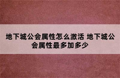 地下城公会属性怎么激活 地下城公会属性最多加多少